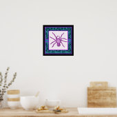 Tarantula - Elegant Blauwgroen & Fuschia Damask Bo Poster (Keuken)