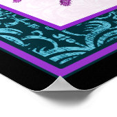 Tarantula - Elegante Teal & Fuschia Damast Rand Poster (Hoek)