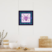 Tarantula - Elegante Teal & Fuschia Damast Rand Poster (Keuken)