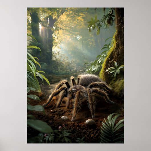 Tarantula in het weelderige regenwoud poster (Voorkant)