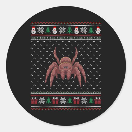 Tarantula met Santa Hat Ugly Xmas Tarantula Lo Ronde Sticker (Voorkant)