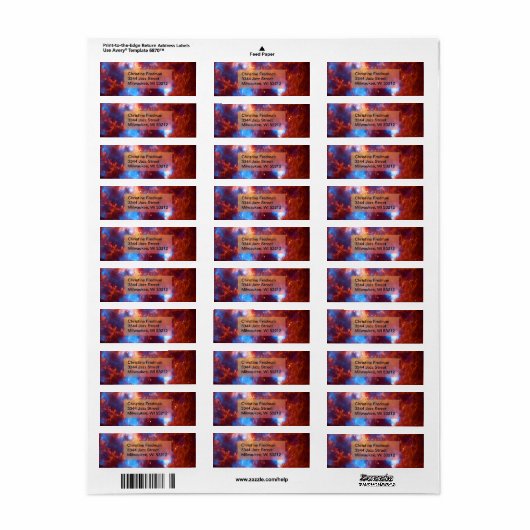 Tarantula Nebula Space Galaxy Blue Brown Adres Etiket (Full Sheet)