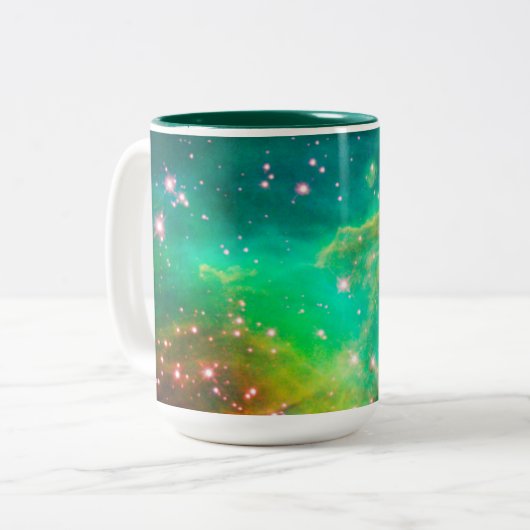 Tarantula Nebula Star Cluster Galaxy Afbeelding Tweekleurige Koffiemok (Voorkant links)