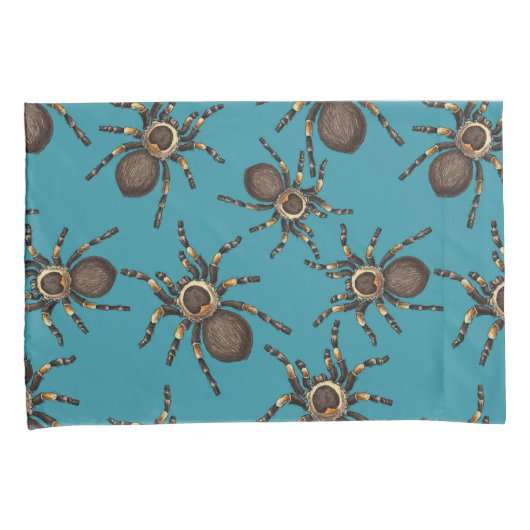 Tarantula op blauw kussensloop (Voorkant-Rechts)