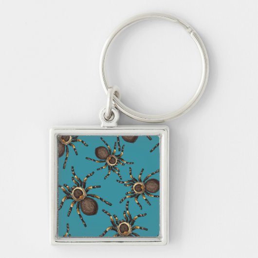Tarantula op blauw sleutelhanger (Voorkant)