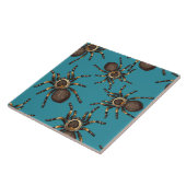 Tarantula op blauw tegeltje (Zijkant)