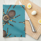 Tarantula op blauw theedoek (Quarter Fold)