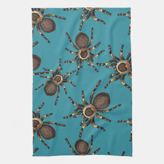 Tarantula op blauw theedoek (Verticaal)
