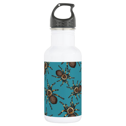 Tarantula op blauw waterfles  (Voorkant)