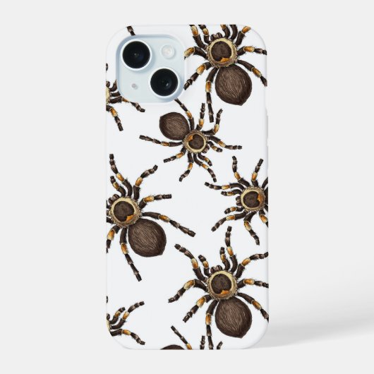 Tarantula op wit iPhone 15 case (Achterkant)