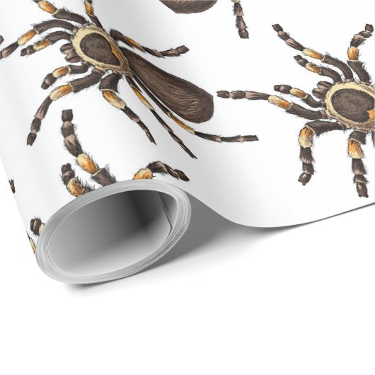 Tarantula op wit verpakkingspapier cadeaupapier (Rol Hoek)
