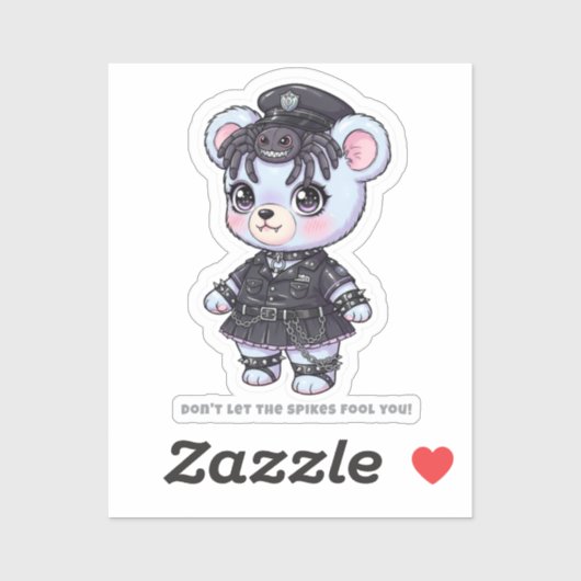 Tarantula Police Bear - Spiky Accessories & Cute  Sticker (Vel)