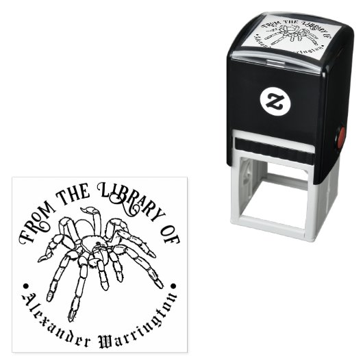 Tarantula Spider #2 Gothic Bibliotheek Boeknaam Zelfinktende Stempel (In situ)