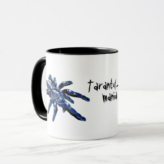 Tarantula, tarantul-mania, grote blauwe spin mok (Voorkant links)