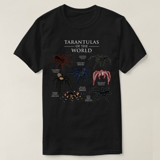 Tarantulas van de wereld t-shirt (Design voorkant)