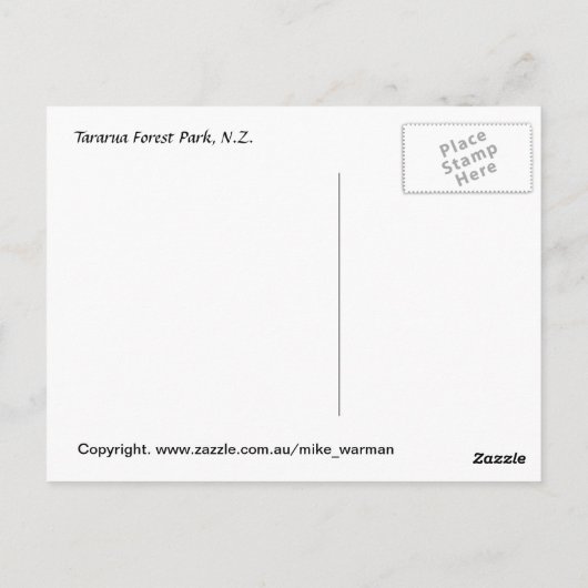 Tararua Forest Park, Wairarapa, N.Z. Briefkaart (Achterkant)
