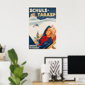Tarasp Graubünden Grisons Zwitserland Vintage Ski Poster (Thuiskantoor)