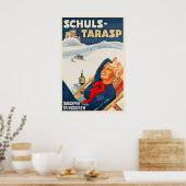 Tarasp Graubünden Grisons Zwitserland Vintage Ski Poster (Keuken)
