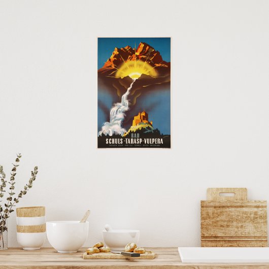 Tarasp,Zwitserland,Reisposter Poster (Keuken)