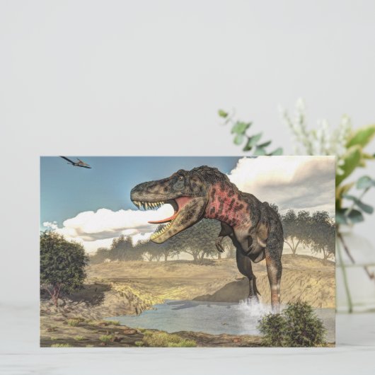 Tarbosaurus dinosaur - 3D rendering Briefpapier (Staand voorkant)