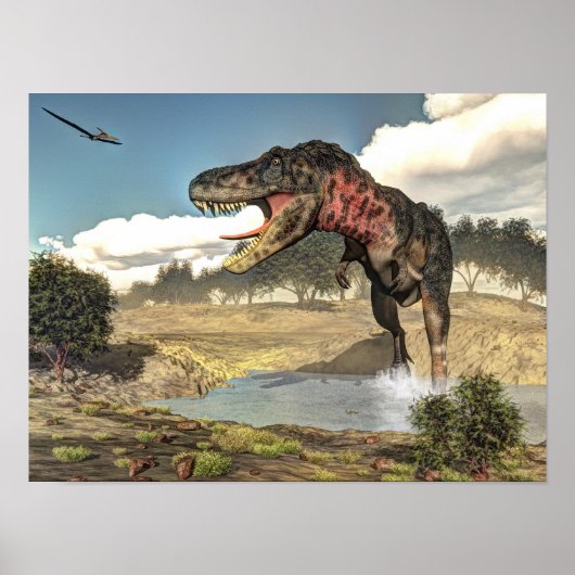 Tarbosaurus dinosaur - 3D rendering Poster (Voorkant)