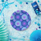 Tarbursts en pinwheels, kobaltblauw & wit papieren bordje (Feest)