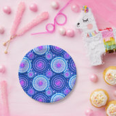 Tarbursts en pinwheels, kobaltblauw & wit papieren bordje (Feest)