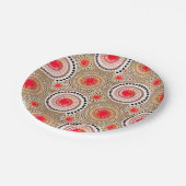 tarbursts en pinwheels, taupe, rood, wit papieren bordje (Gekanteld)