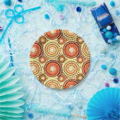 Tarbursts en pinwielen, bruin en geel papieren bordje (Feest)