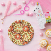 Tarbursts en pinwielen, bruin en geel papieren bordje (Feest)