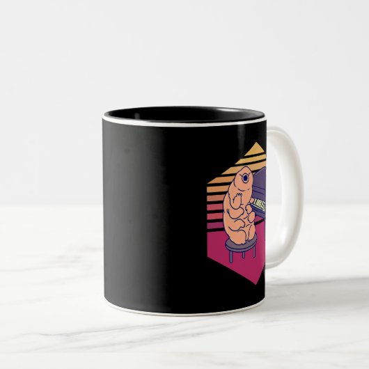 Tardigrade Spelen Piano Tweekleurige Koffiemok (Voorkant rechts)