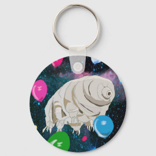 Tardigrado in de ruimte met kleurrijke ballonnen sleutelhanger