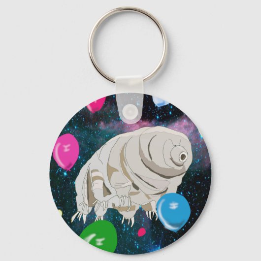 Tardigrado in de ruimte met kleurrijke ballonnen sleutelhanger (Voorkant)