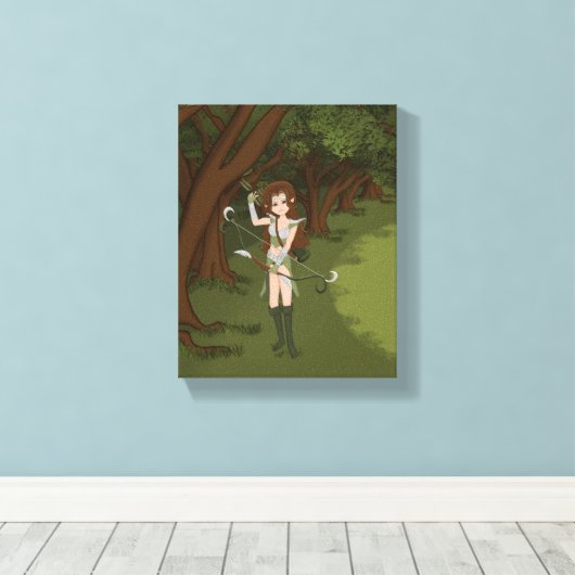Taren de Archer Warrior Elf Girl Canvas Afdruk (Insitu (Houten vloer))