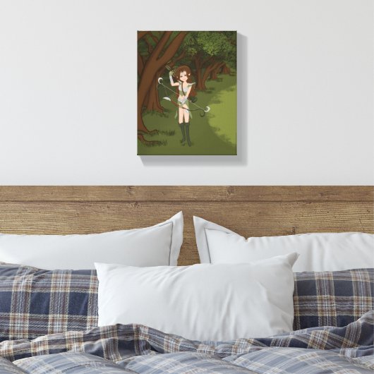 Taren de Archer Warrior Elf Girl Canvas Afdruk (Insitu (Slaapkamer))