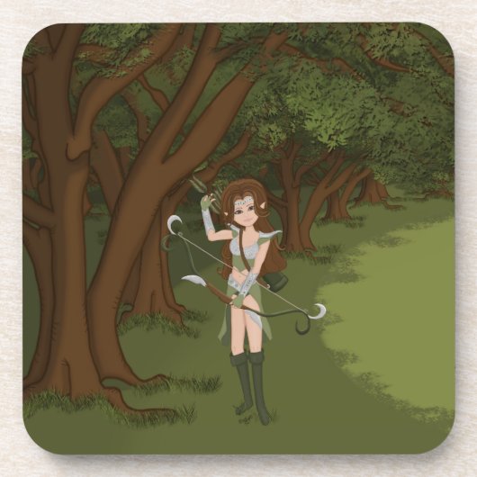Taren de Archer Warrior Elf Girl Drankjes Onderzetter (Voorkant)