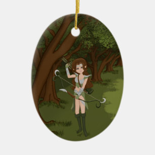 Taren de Archer Warrior Elf Girl Keramisch Ornament