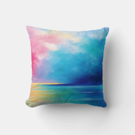 "Tarfarran" Roze en Blauw Landschap Zeegezicht Kussen