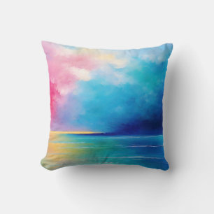 "Tarfarran" Roze en Blauw Landschap Zeegezicht Kussen