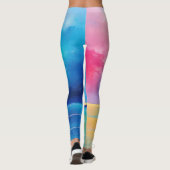"Tarfarran" Roze en Blauw Landschap Zeegezicht Leggings (Achterkant)