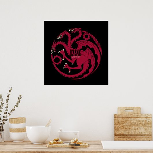 Targaryen Sigil - Brand en bloed Poster (Keuken)