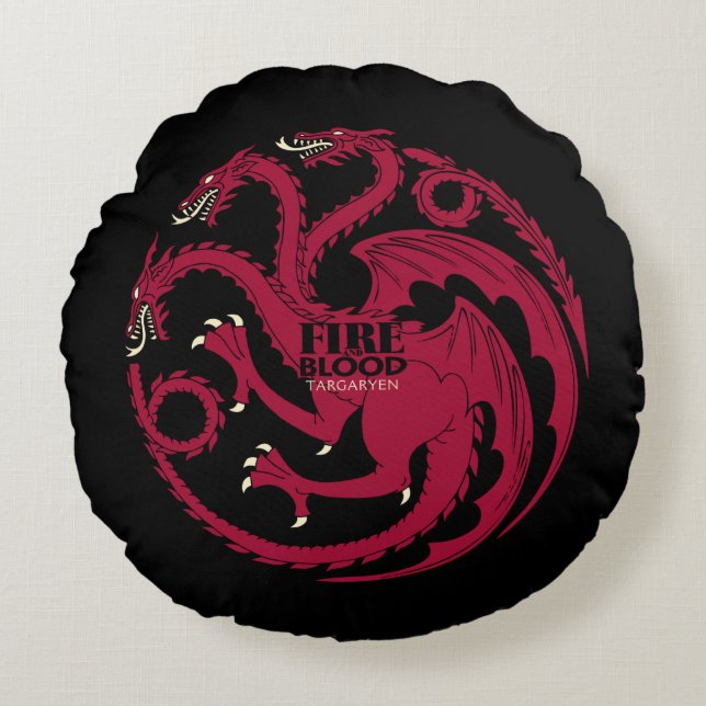 Targaryen Sigil - Brand en bloed Rond Kussen (Voorkant)