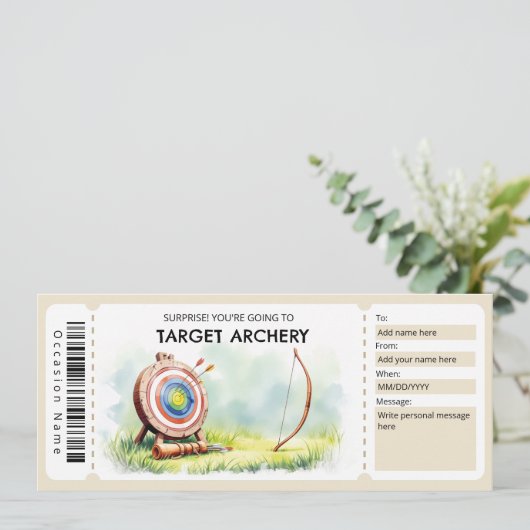 Target Archery Gift Ticket Kaart (Staand voorkant)