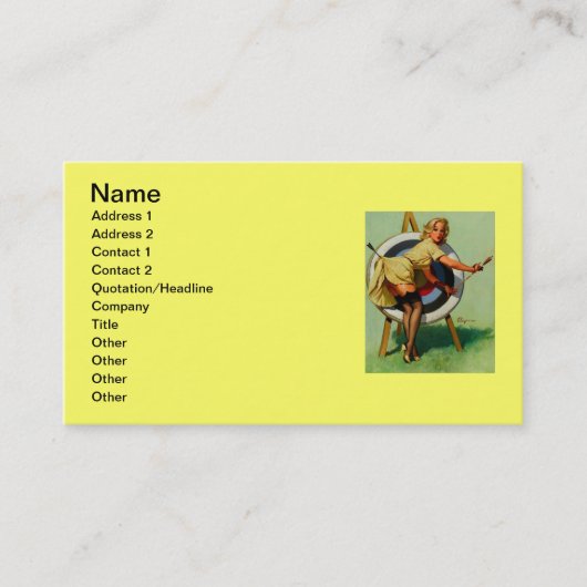 Target Archery Pinup Girl Visitekaartje (Voorkant)