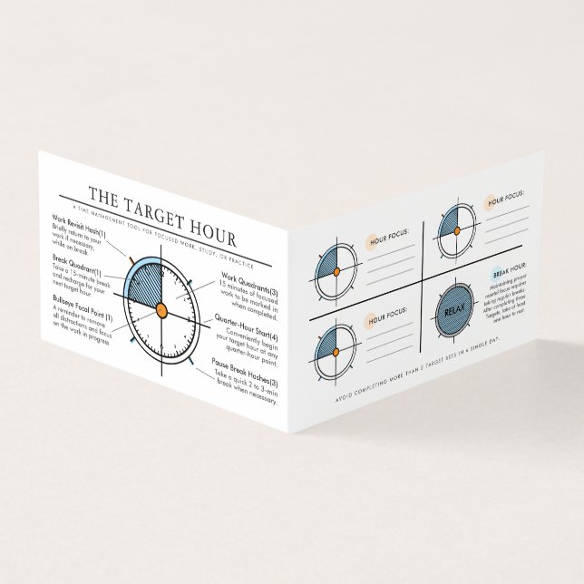 Target Uur Focus Tool | Werk | Studie | Oefening  Kaart (Buitenkant)