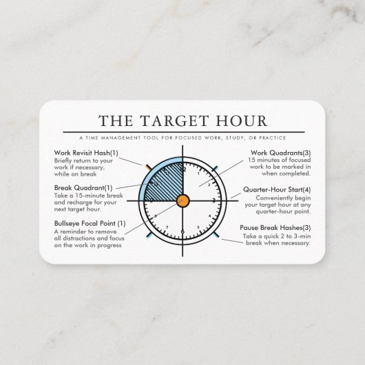 Target Uur Focus Tool | Werk | Studie | Oefening Visitekaartje (Achterkant)