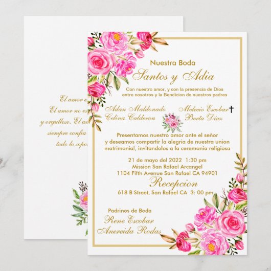 Targeta de boda  kaart (Voorkant / Achterkant)