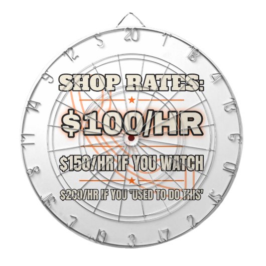 Tarief $100/uur — Dartbord (Voorkant)