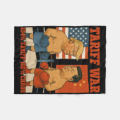Tariefoorlog Grappig Trump vs Xi Jinping Boxing Ma Fleece Deken (Voorkant (Horizontaal))