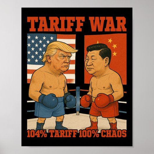 Tariefoorlog Grappig Trump vs Xi Jinping Boxing Ma Poster (Voorkant)